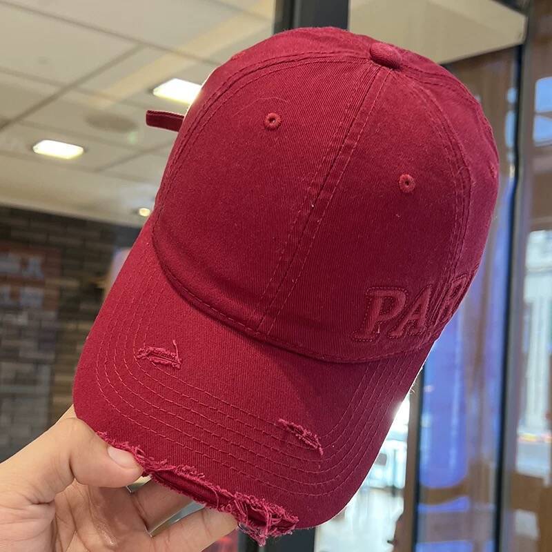 Washed Denim With Hole Baseball Cap Female Peaked Cap