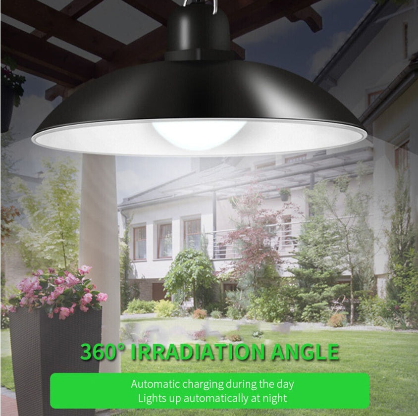 LED Solar Powered Pendant Hanging Light Lamp Outdoor Garden Yard Shed Lighting