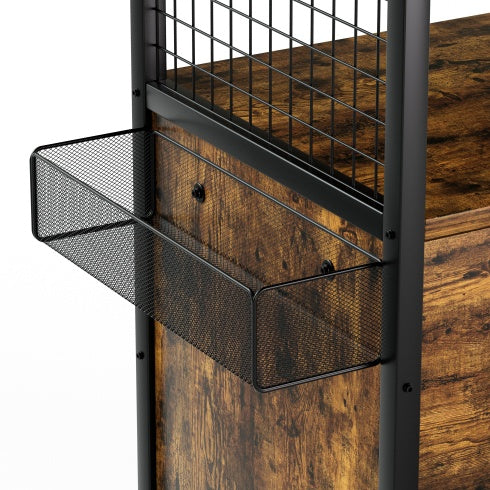 Craft Organization And Storage Cabinet Compatible With Cricut Machines, Crafting Cabinet With Drawer & 25 Vinyl Roll Holder, Craft Table Desk Workstation For Craft Room Home.Rustic Brown.