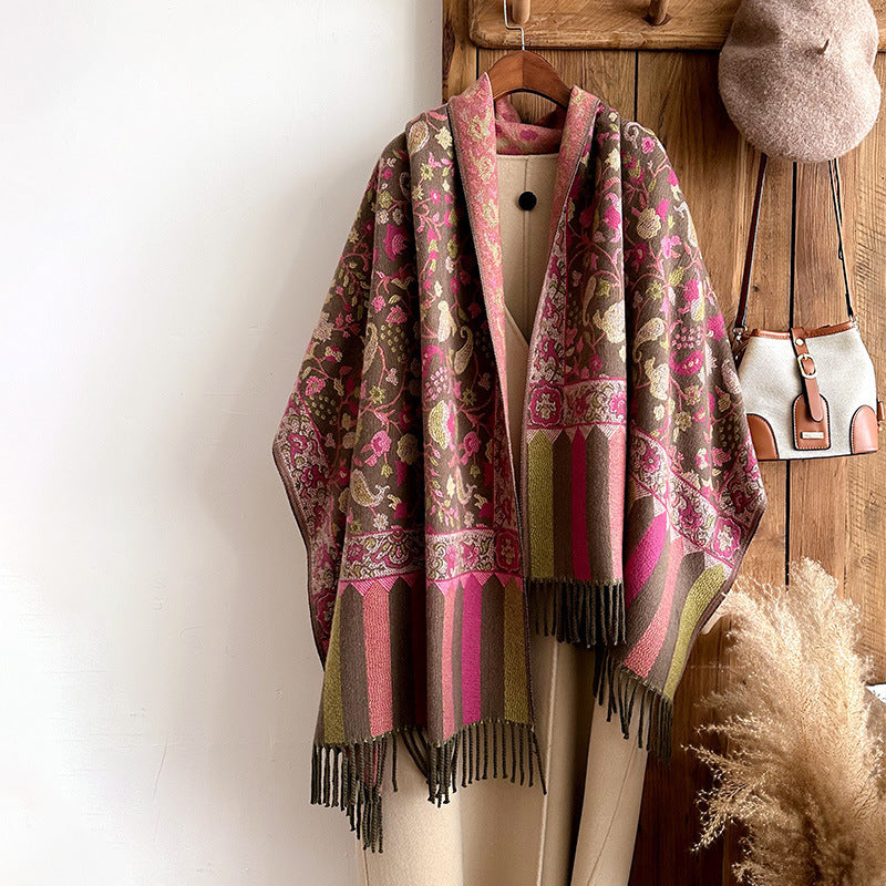 Autumn And Winter Ethnic Style Plant Flower Core-spun Yarn Tassle Fashion