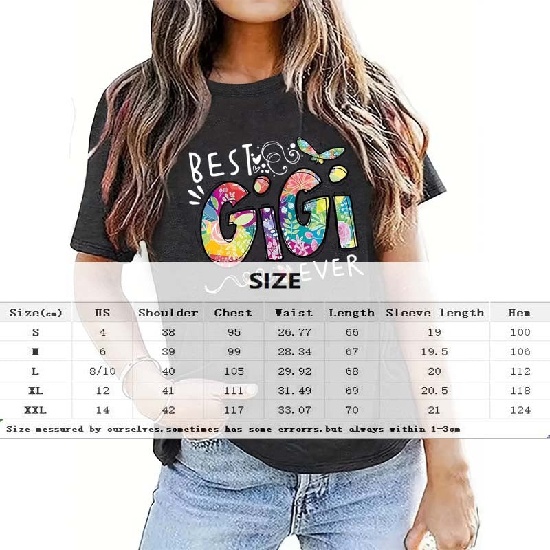 Women's Colorful Letter Print Short Sleeve T-Shirt - Casual Round Neck Summer Tee