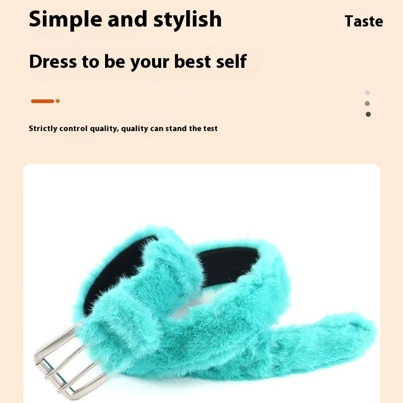 Men's And Women's Leather Double Row Hole Belt