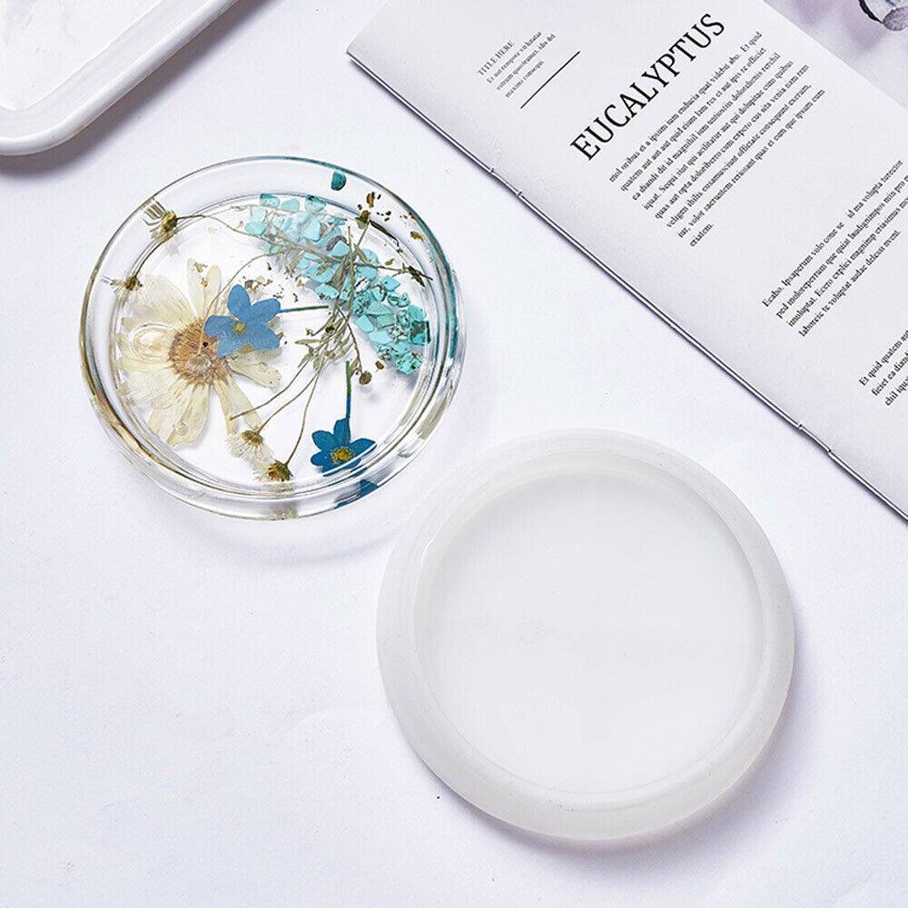 18pcs Coaster Cup Mat Mold Round Silicone Mould Kit For Craft DIY Epoxy Resin