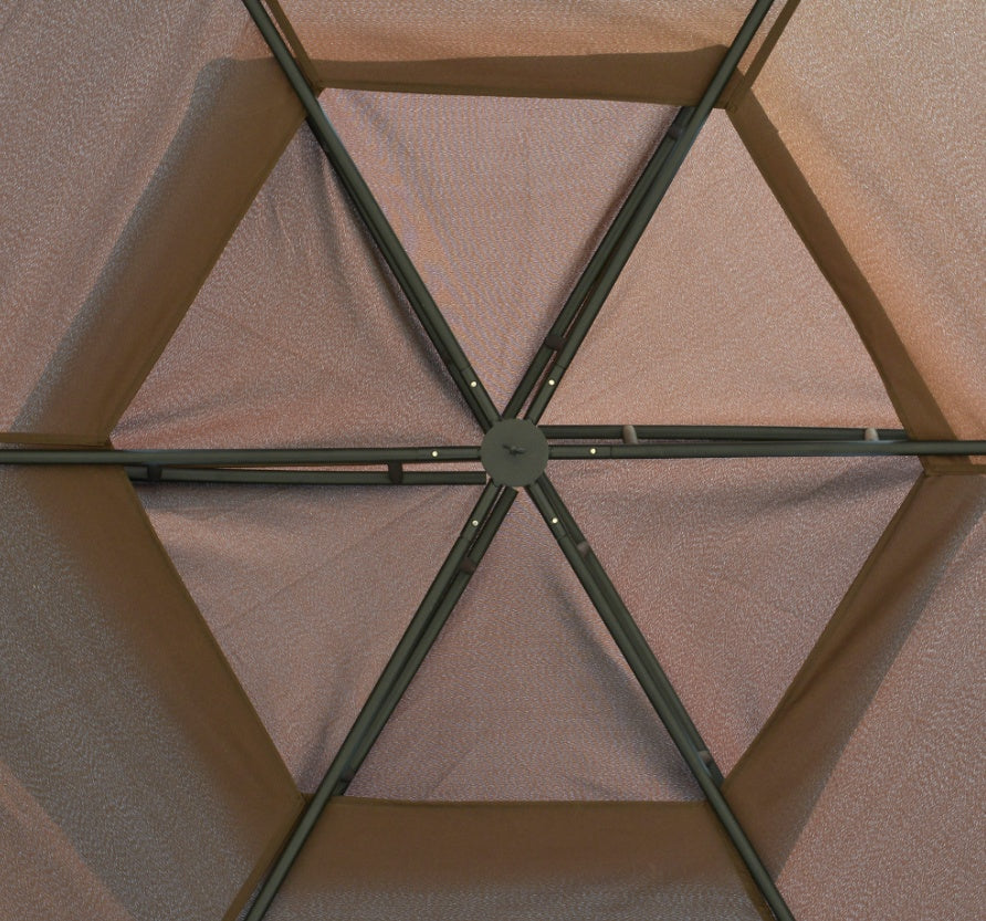 Brown Steel Gazebo Paradise  12x12 Party Tent With Double Roof, Curtains & Netting