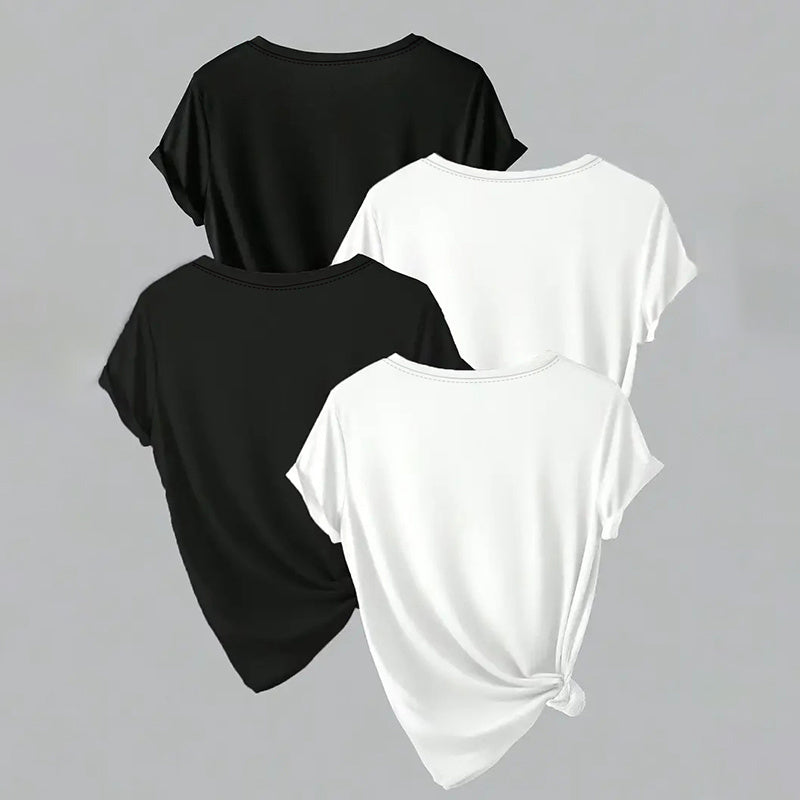 4 Pack T-Shirts For Women - Short Sleeve Basic Tees Soft Crew Neck Trendy Summer Tops For Casual Outfits 2025