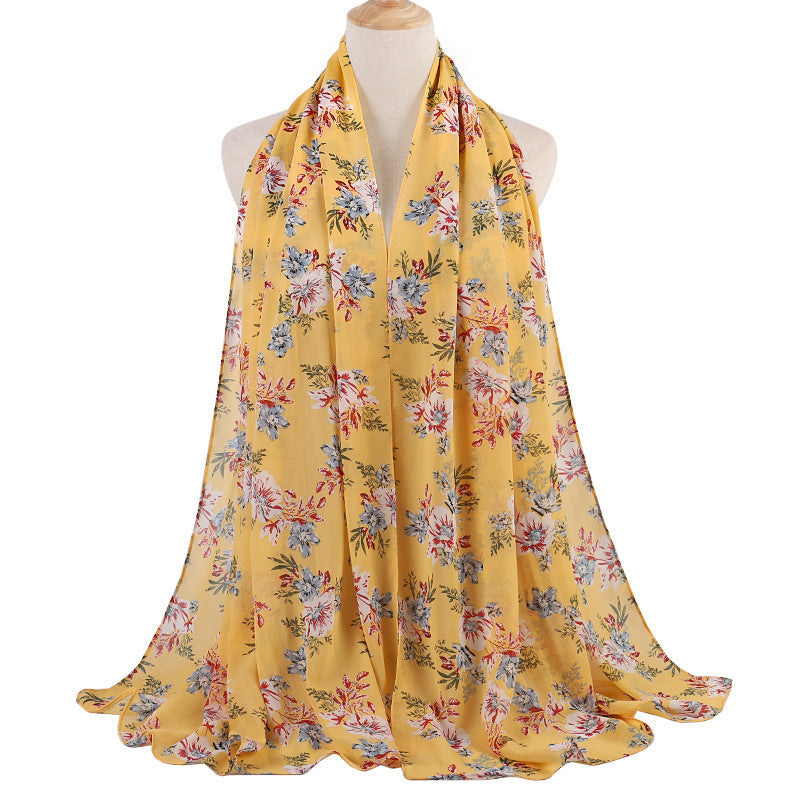 Breathable Chiffon Small Floral Long Towel