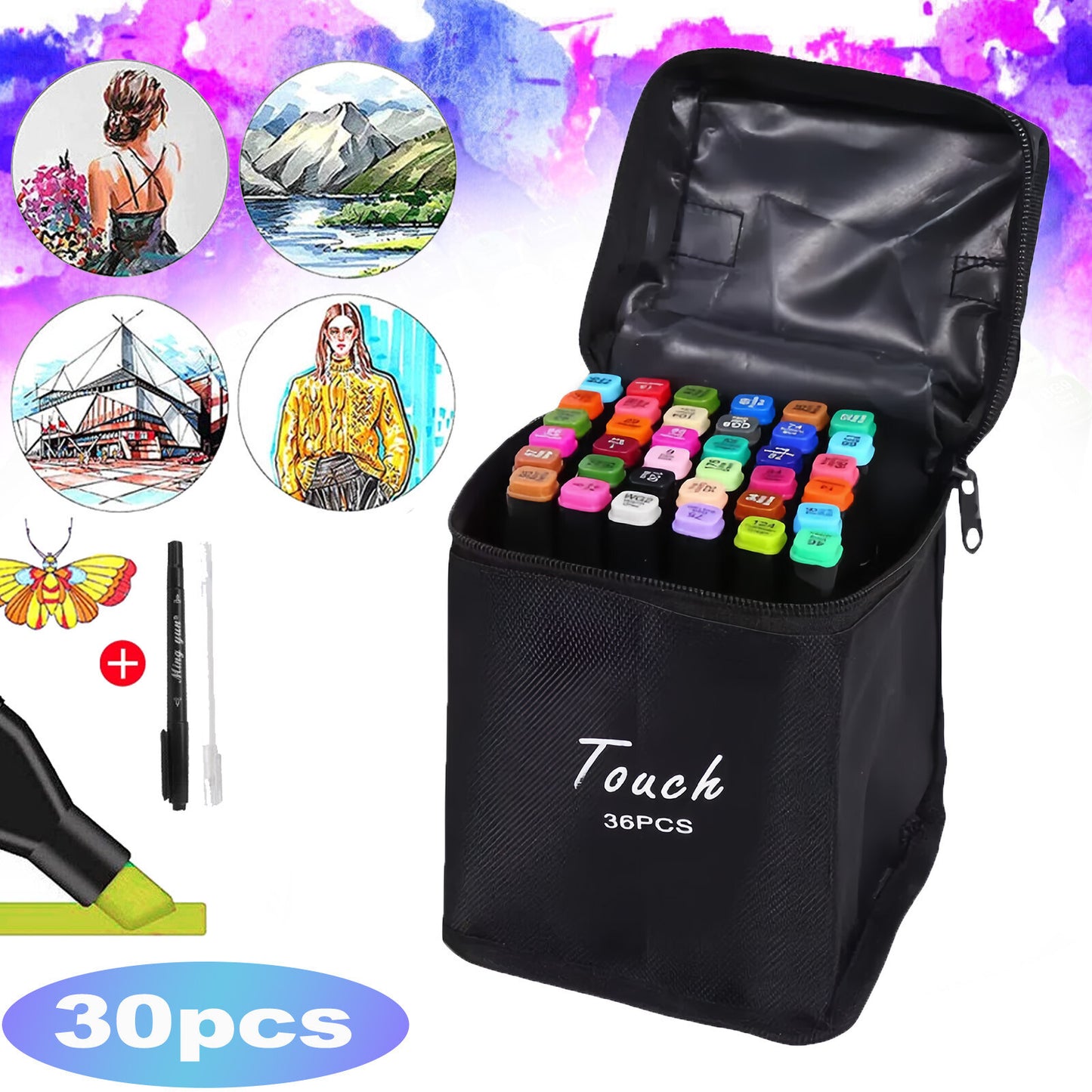 30 Color Acrylic Pens Marker Set Permanent Pen For DIY Graffiti Sketch Dual