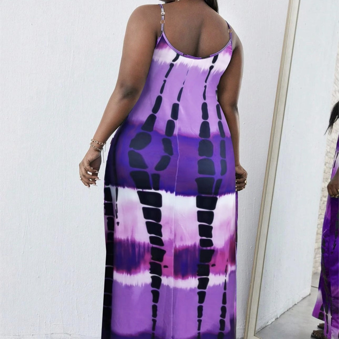 Ladies' New Summer Vacation Casual Style Gradient Purple Sexy Suspender Dress