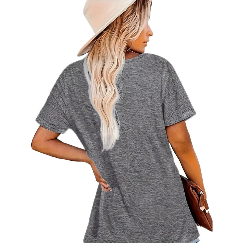 Women's Floral Print Round Neck Tee - Basic Summer Casual T-Shirt