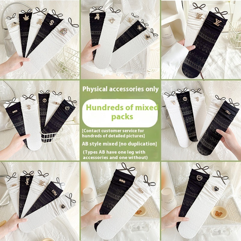 Thin Breathable Hollowed-out Mesh Lace Socks