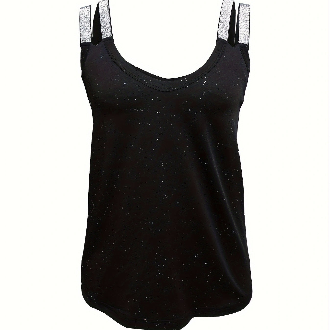 Ladies' V-neck Sequined Shoulder Strap Fashion New Solid Color Tank Top