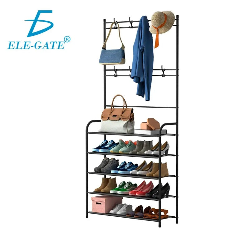 5 Tier Organizer With Double Bar Hangers For Shoes And Clothes