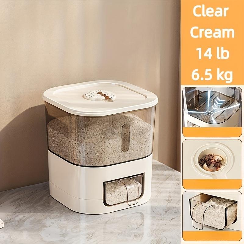 Automatic Rice Dispenser With Cup, Large Capacity Moisture-proof And Insect-proof Sealed Rice Storage Container, Suitable For Rice, Grains, Flour, Pet Food And Other Kitchen Supplies, Holiday Decorati