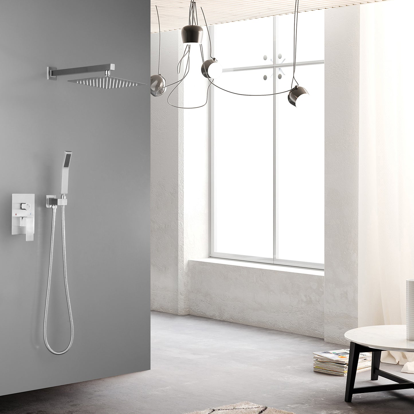 10 Inch Showerhead Bathroom Luxury Rain Shower Hybrid Shower Complete Combination Set Wall Mounted