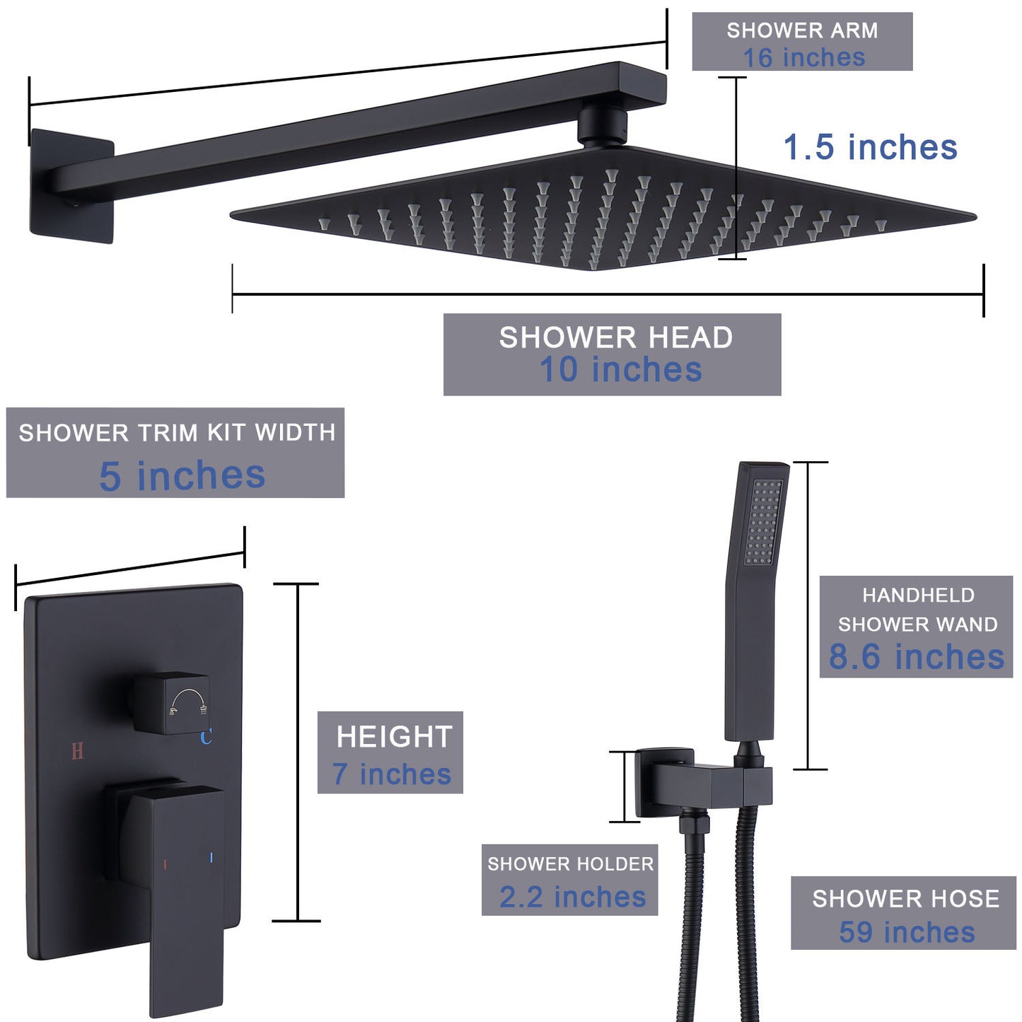 Shower System Shower Faucet Combo Set Wall Mounted With 10  Rainfall Shower Head And Handheld Shower Faucet  Matte Black Finish With Brass Valve Rough In