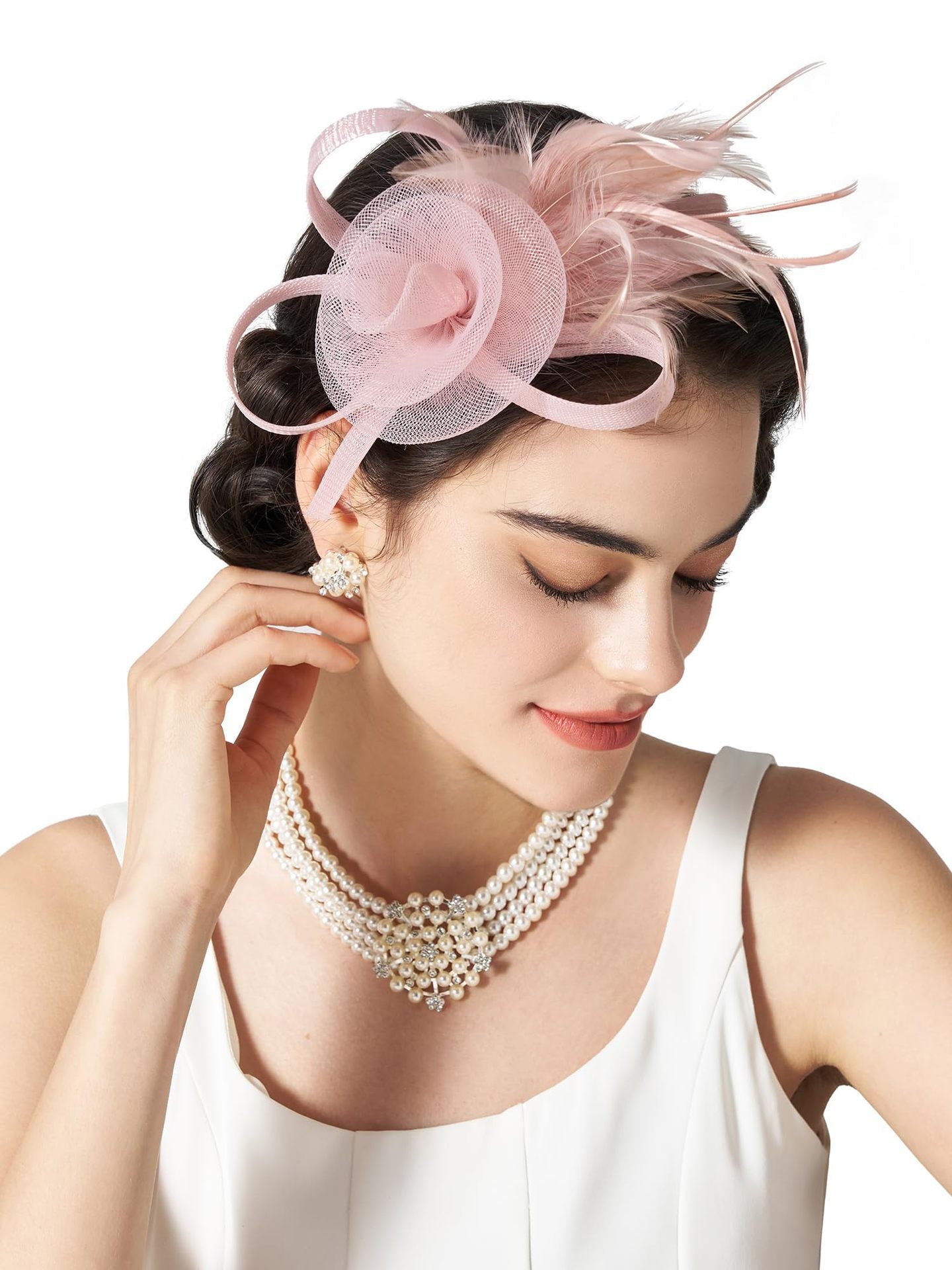 Mesh Feather Headwear Elegant Retro Versatile Headband