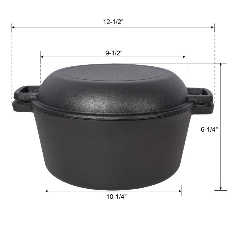 One In One Pre Seasoned Cast Iron Dutch Oven With Dual Handles, Outdoor Camping Deep Pot, With 2 Silicone Handle Covers, Banned Platform Temu