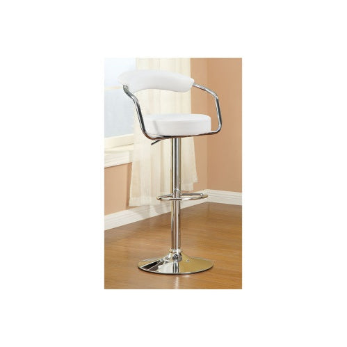 Contemporary Style White Color Bar Stool Counter Height Chairs Set Of 2 Adjustable Swivel Kitchen Island Stools