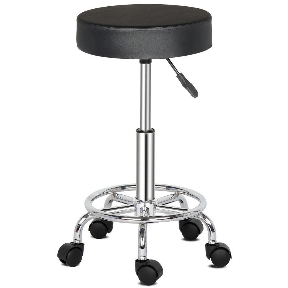 Semi-PU Leather SGS Certified Air Bar Shaped Cotton 8cm Thickness Nylon Wheel 150kg Black Technician Stool Round Cushion