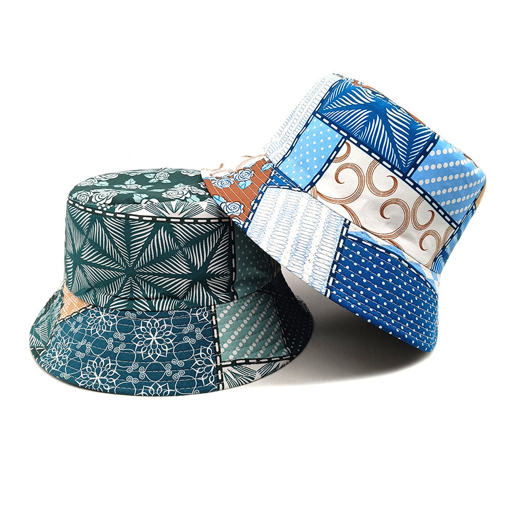 Geometric Bucket Hat Color Matching Printing Double-sided Wear Bucket Hat