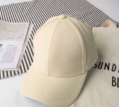 Summer Leather Solid Color Retro Classic Leather Baseball Cap