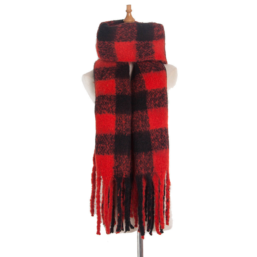 Women's Striped Thick Thick Tassel Scarf