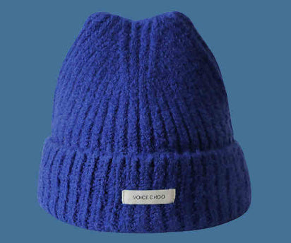 Klein Blue White Knitted Hat Sapphire Blue Woolen Cap