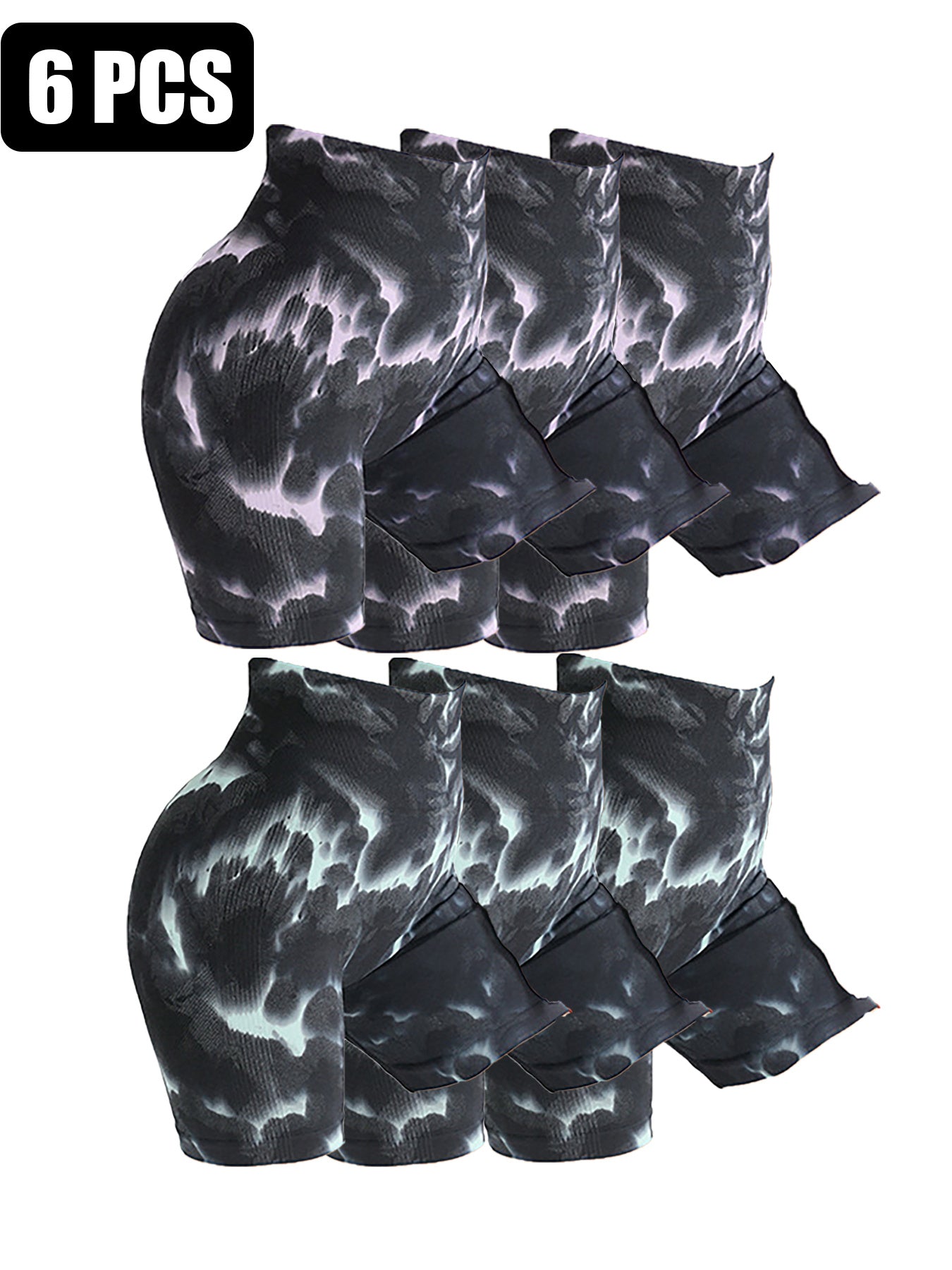 6PACK Solid-color High-waisted Three-inch Shorts