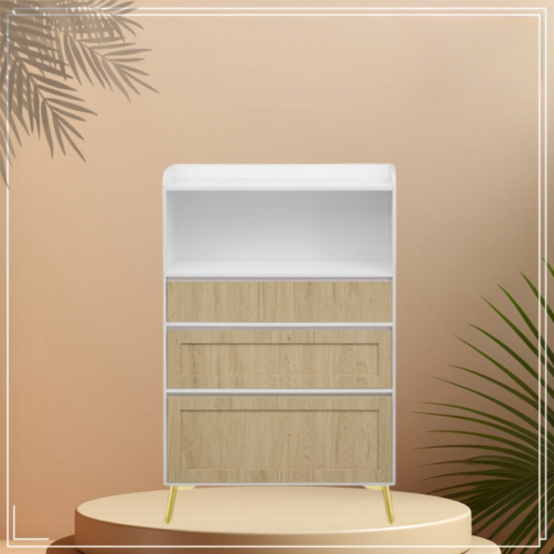 Modern Design White Solid Wood Frame Three Drawer Storage Cabinet