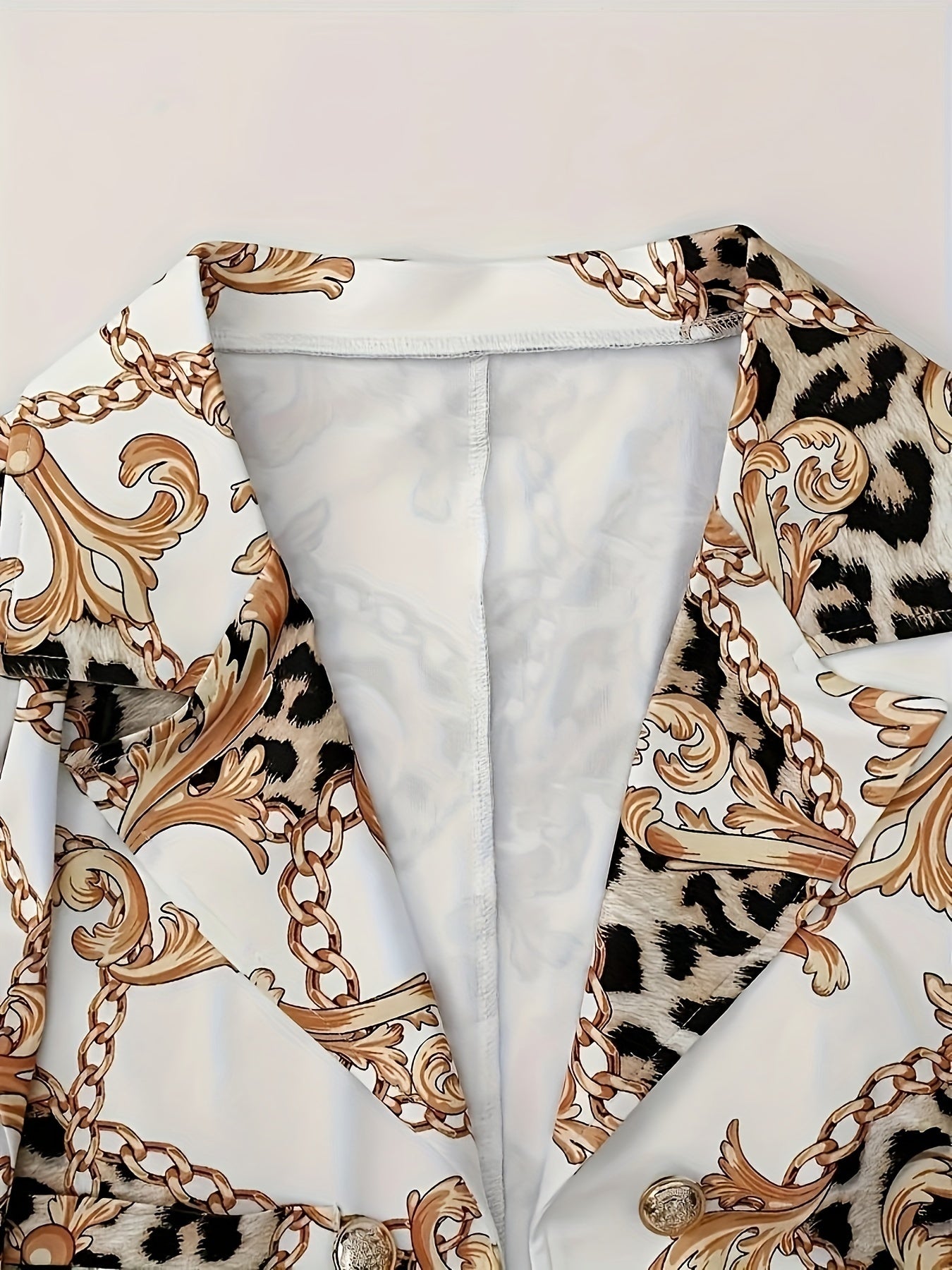 Two Piece Lapel Blazer Set Geometric Print Micro Elastic Fake Buttons Casual Fabric Outfit For Spring Fall  Polyester Womens Clothing Amazon Does Not Sell