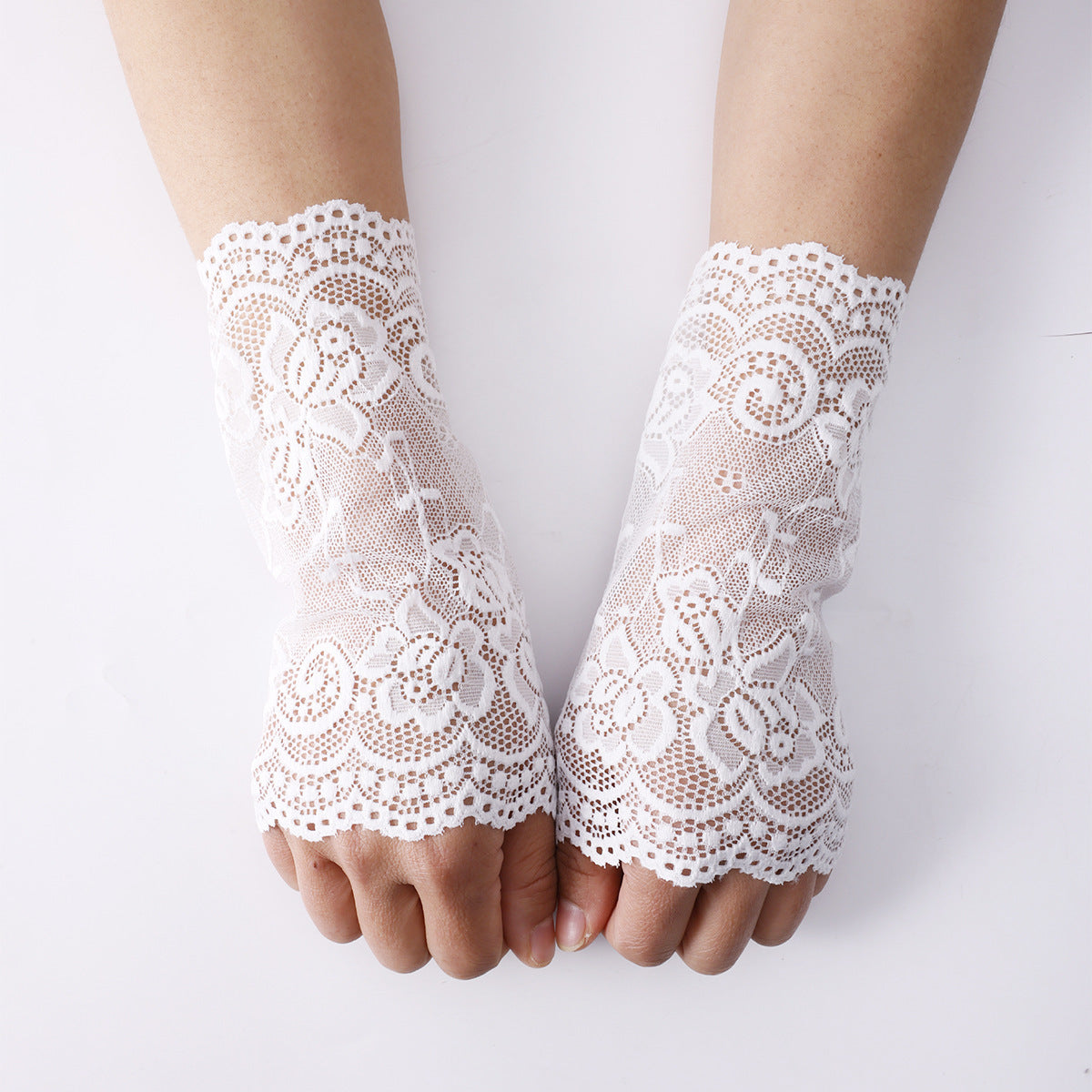 Summer Elastic Lace Short Gloves Sun Protection Driving