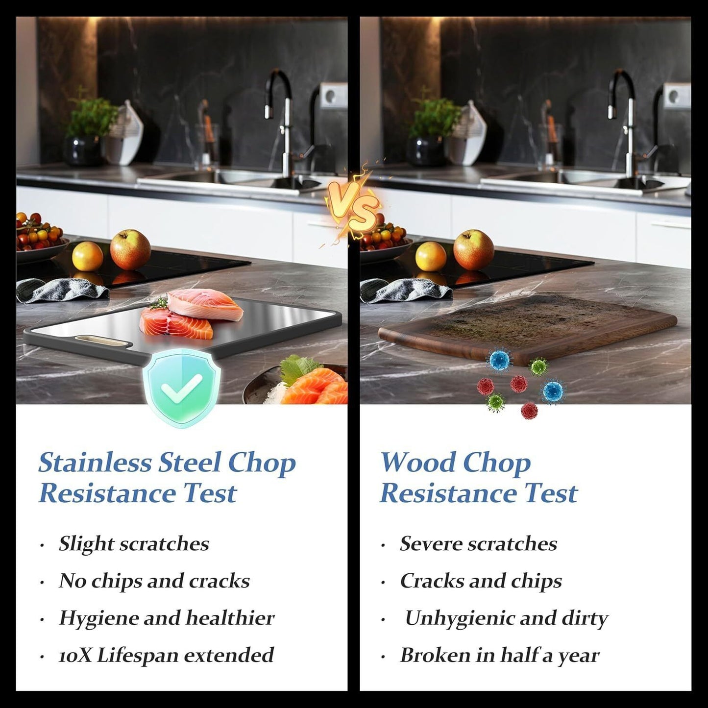 Stainless Cutting Board Double-Sided Titanium Cutting Boards For Kitchen Camping