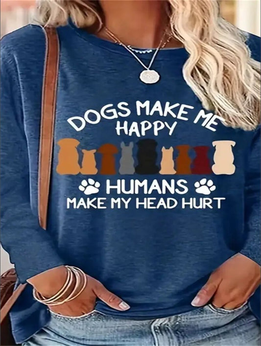 Women's Printed Long Sleeve Hoodless Sweatshirt