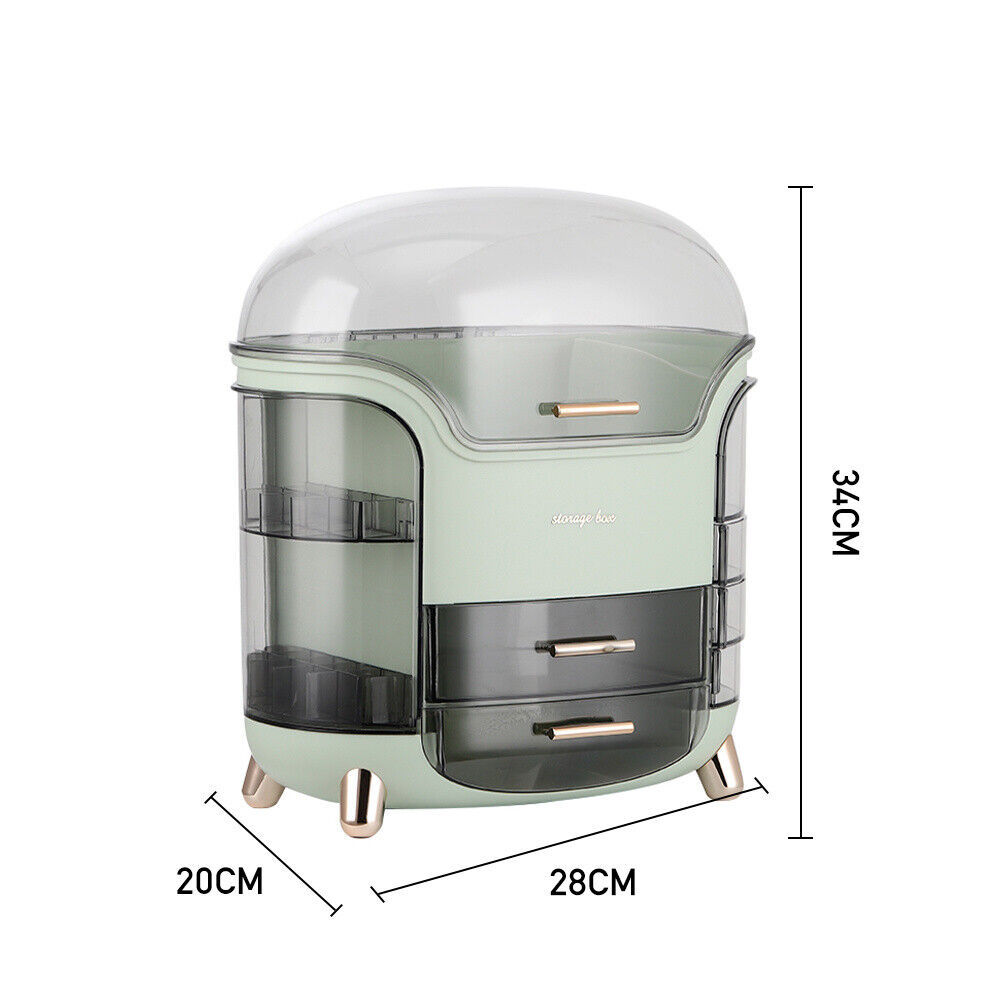 Large Cosmetic Skincare Organiser Tabletop Make-Up Storage Case 2 Drawers Box