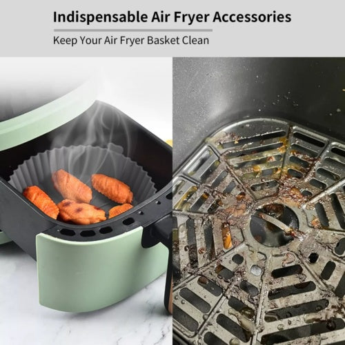 Silicone Air Fryer Pot For  Liner Handle Baking Basket Accessories Pan Grey