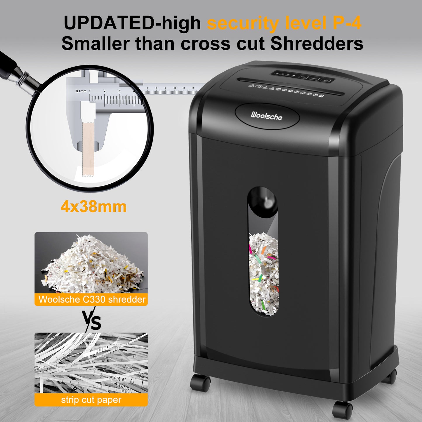 Woolsche Paper Shredder, 18-Sheet Cross Cut, 8 Gallon Pull Out Bin, P-4 Security Level, Shred Paper And Credit Card And Durable&Fast For Home Office