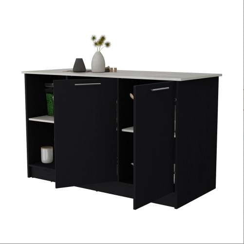 Black And Onyx Double Door Cabinets Kitchen Island