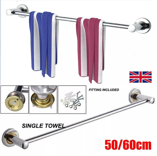 50cm 60cm Single Towel Bar Bracket Wall Mounted Towel Holder Bathroom Kitchen