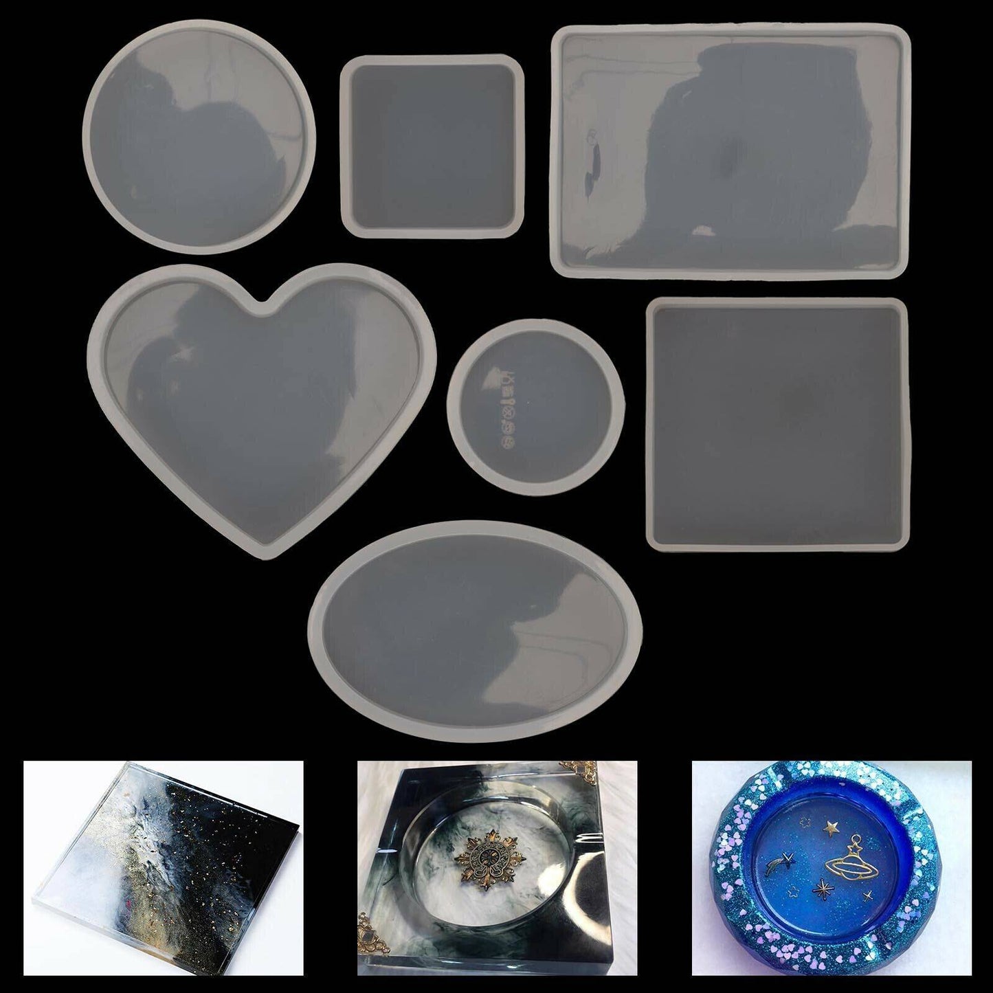 18pcs Coaster Cup Mat Mold Round Silicone Mould Kit For Craft DIY Epoxy Resin