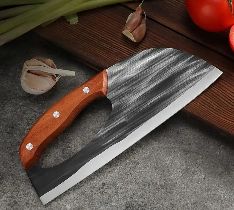 1pc Hand Forged Bone Cutter Kitchen Knife - Sharp Lightweight Dual-Use Slicer For Women - High-Carbon Stainless Steel, Ergonomic Handle, Easy To Clean, And Durable