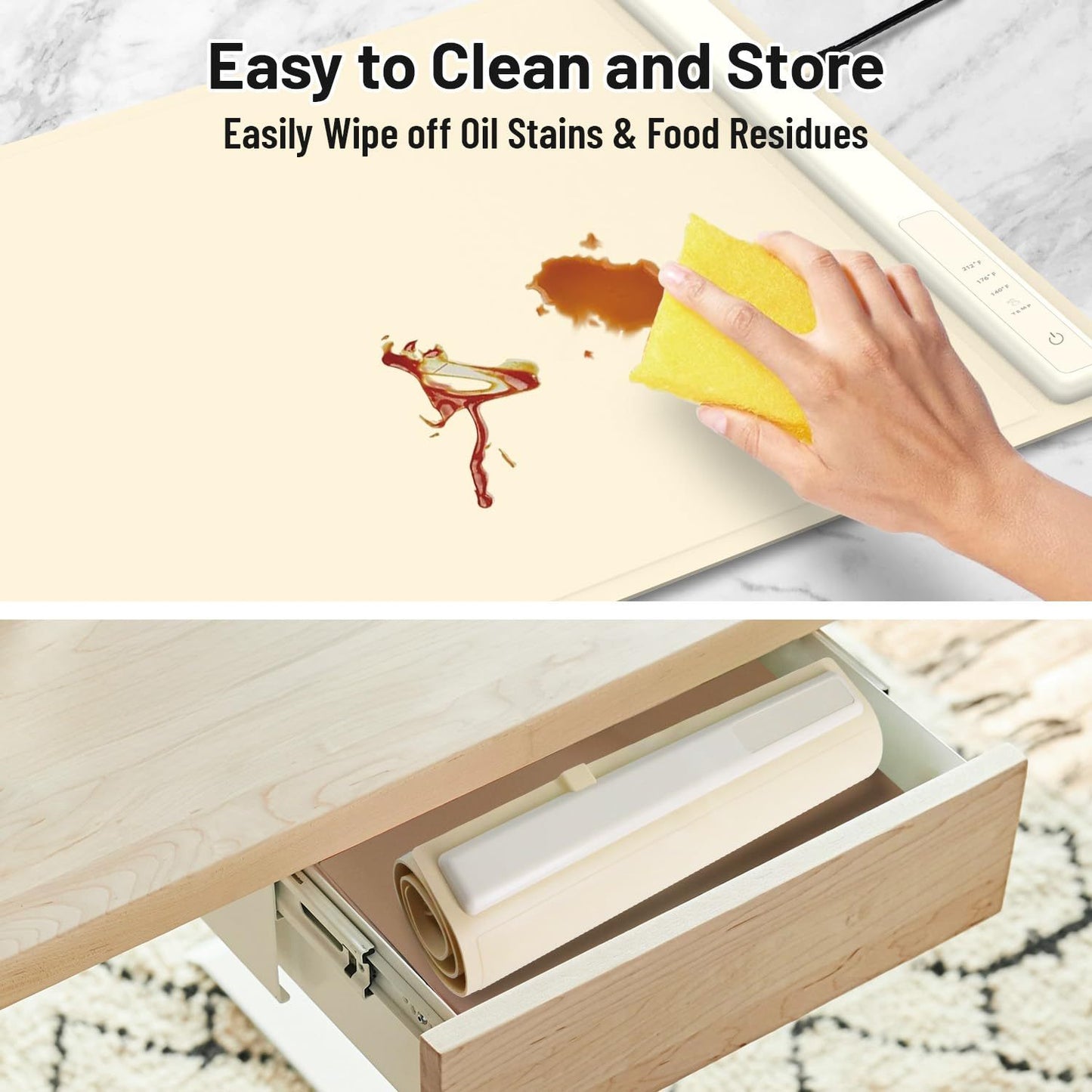 Food Warming Mat,Electric Warming Tray For Food,Foldable Warming Mat For Buffets Party And Daily Use,Silicone Heating Pad With 3 Temp Settings,Kitchen Gadgets Portable Hotplate