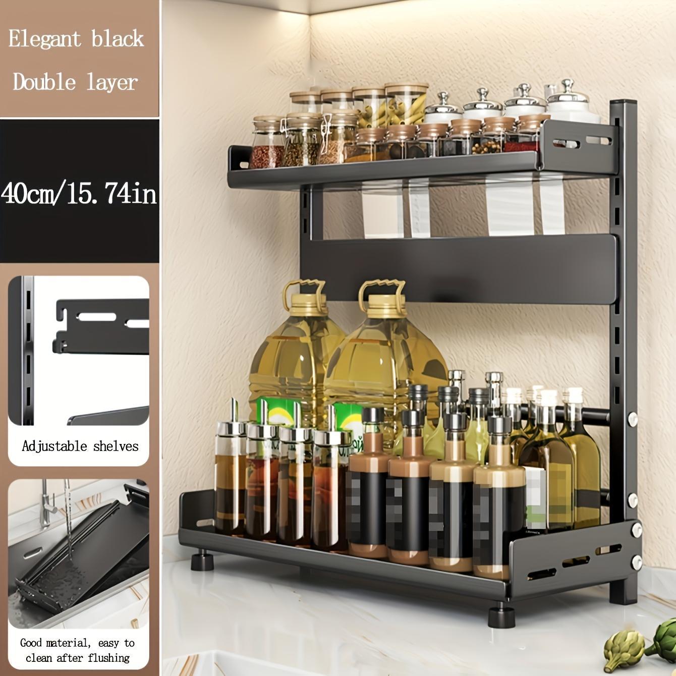 1 Piece Stainless Steel Multi-layer Spice Rack Suitable For Kitchen Countertops Multi-function Layered Rack For Orderly Spice Storage Suitable For Home Kitchens And Restaurants