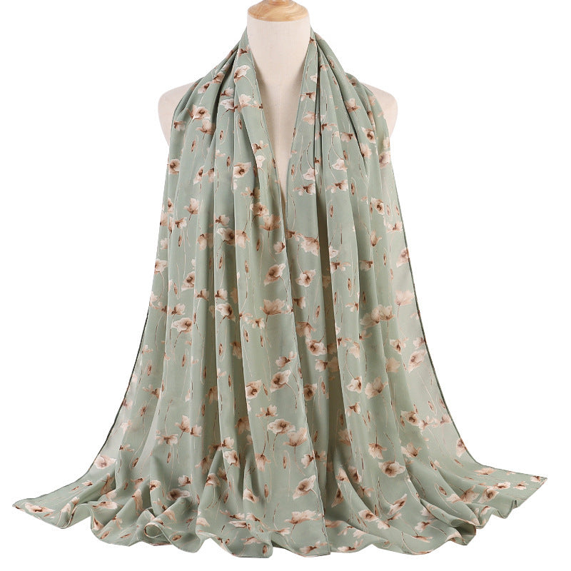 Breathable Chiffon Small Floral Long Towel