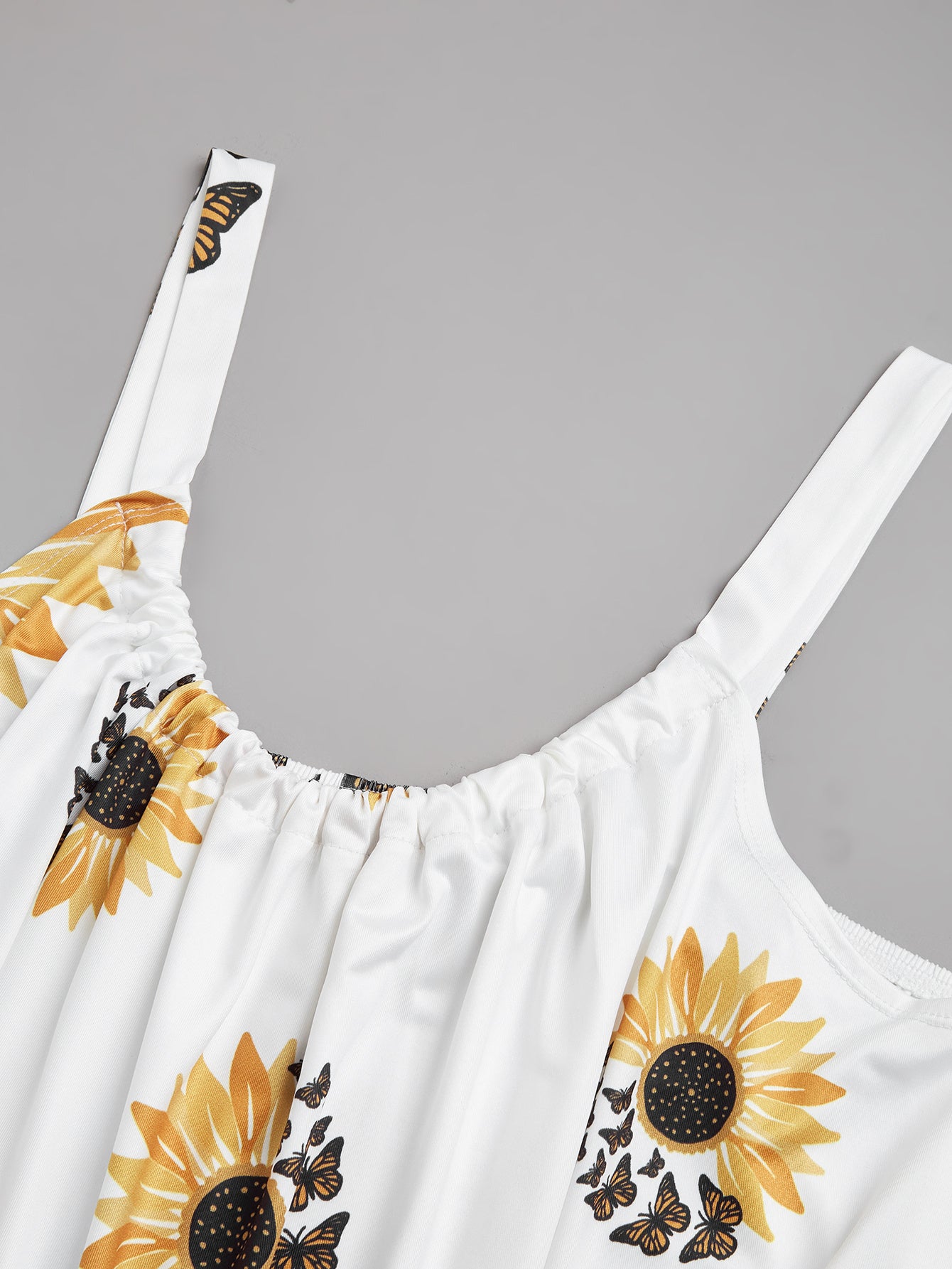 Plus Size Sleeveless Camisole Sunflower Printed Vest Elegant Wrap Women's Sexy Party Casual Loose Dresses