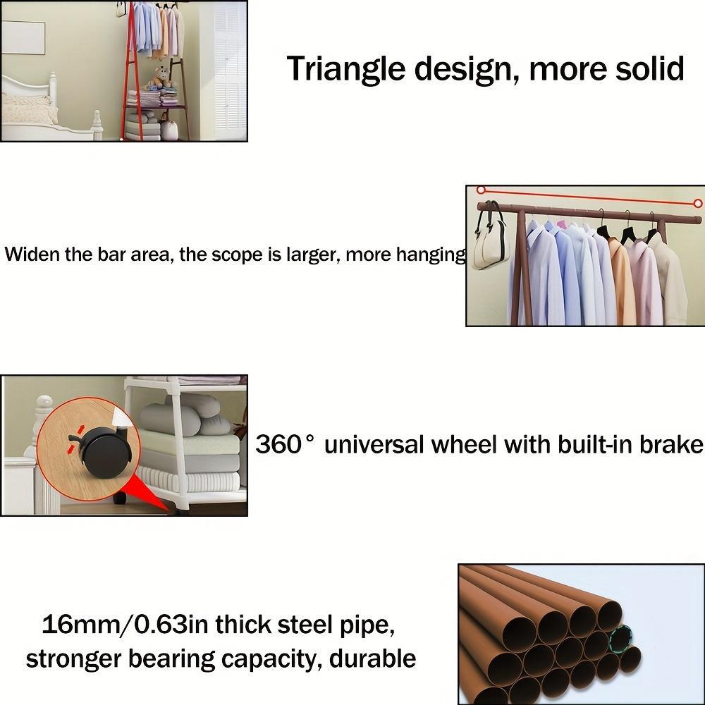 Multifunctional Metal Clothes Drying Rack With Edge, Home Kitchen Wardrobe Independent Triangle Movable Multi-layer Storage Rack