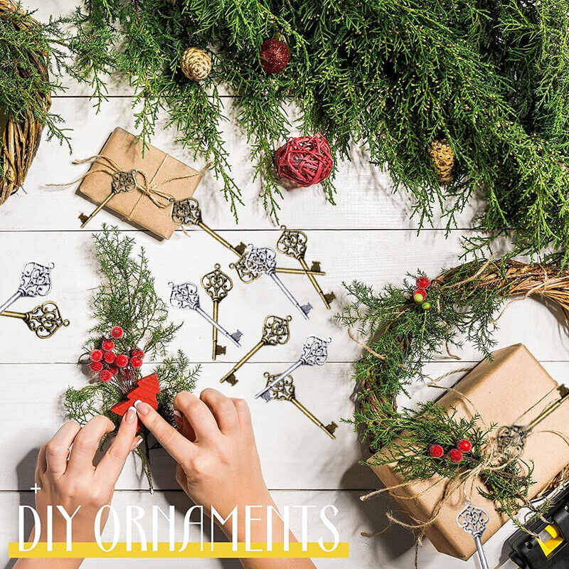 50X Santa Keys Charms Pendants Skeleton Tibetan Silver Large Xmas Charm Pendant