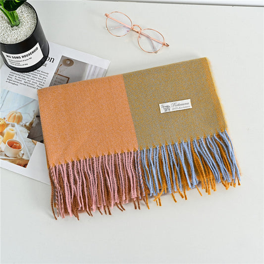 Women's Cashmere-like Plaid Tassel Scarf