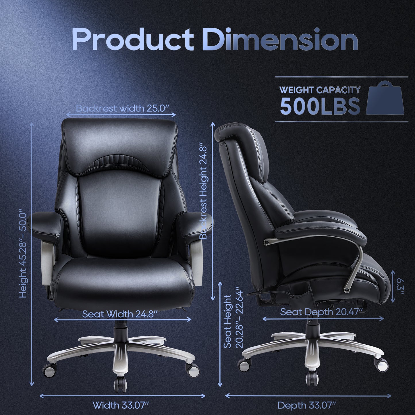 Tall Office Chair, 500 Pound Heavy-duty Ergonomic Computer Chair
