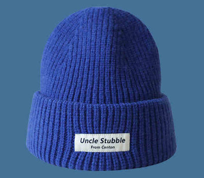 Klein Blue White Knitted Hat Sapphire Blue Woolen Cap