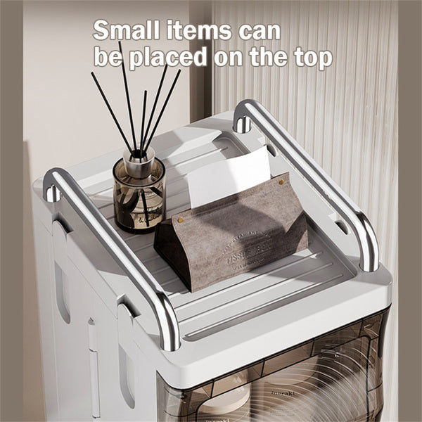 Narrow Slit Folding Storage Cabinet Plastic Magnetic Door Storage Cabinet Storage Cabinet Suitable For Bathroom, Toilet, Living Room, Bedroom Storage